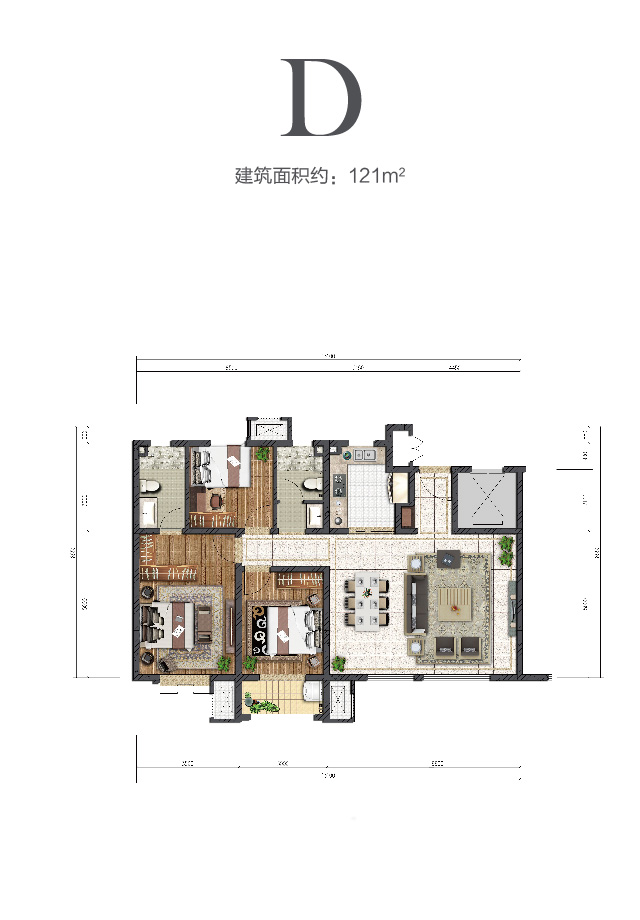 利来国际中环云著121㎡户型图