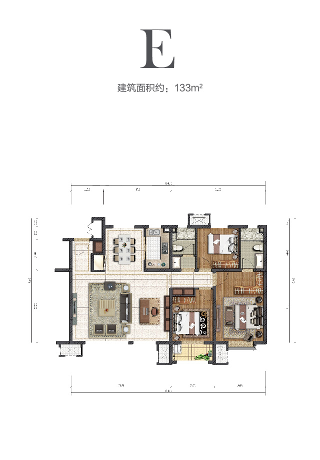 利来国际中环云著133㎡户型图