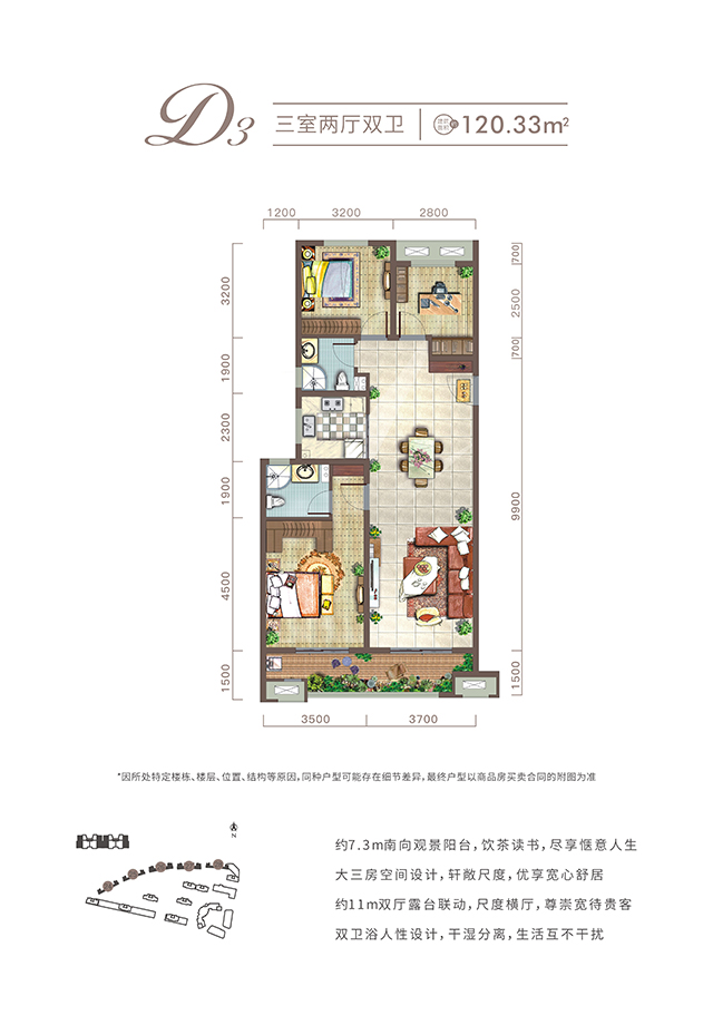 西安利来国际城项目高层120㎡户型图